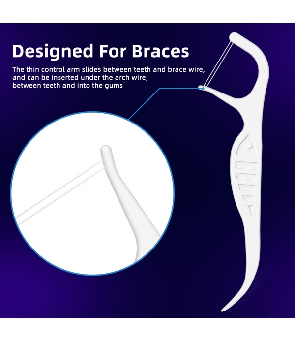 RAZOKO Orthodontic Flossers for Braces, Ortho Dental Floss Picks, Braces Flossers for Kids Teeth & Adults, Unflavored, 225 Count (Pack of 3)