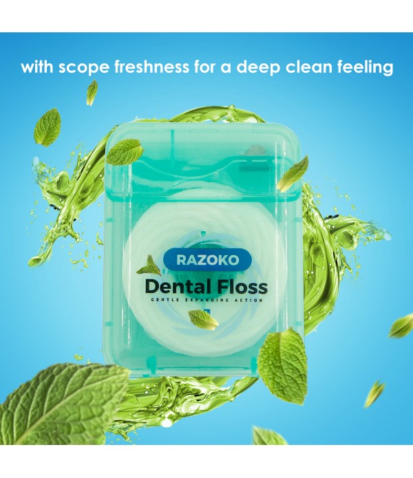 Coconut Oil Dental Floss Expanding Dental Floss (55 Yards, 4 Count) - Mint Flavor